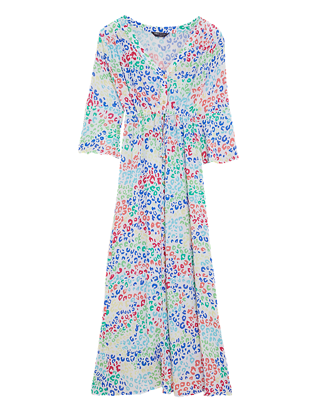 Animal Print V-Neck Shirred Maxi Dress