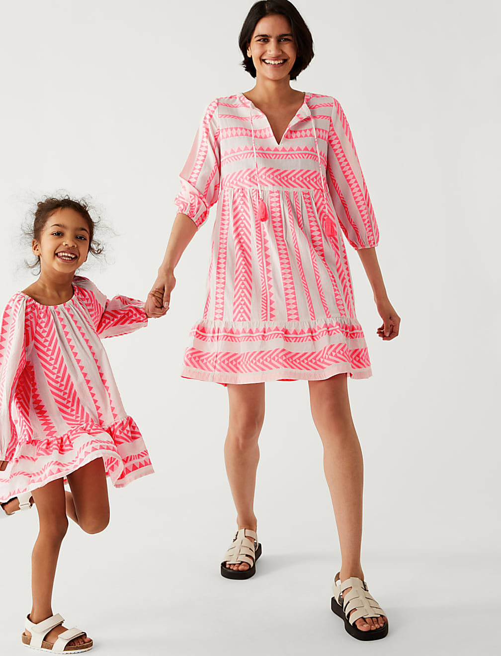 Cotton Rich Jacquard Mini Smock Beach Dress