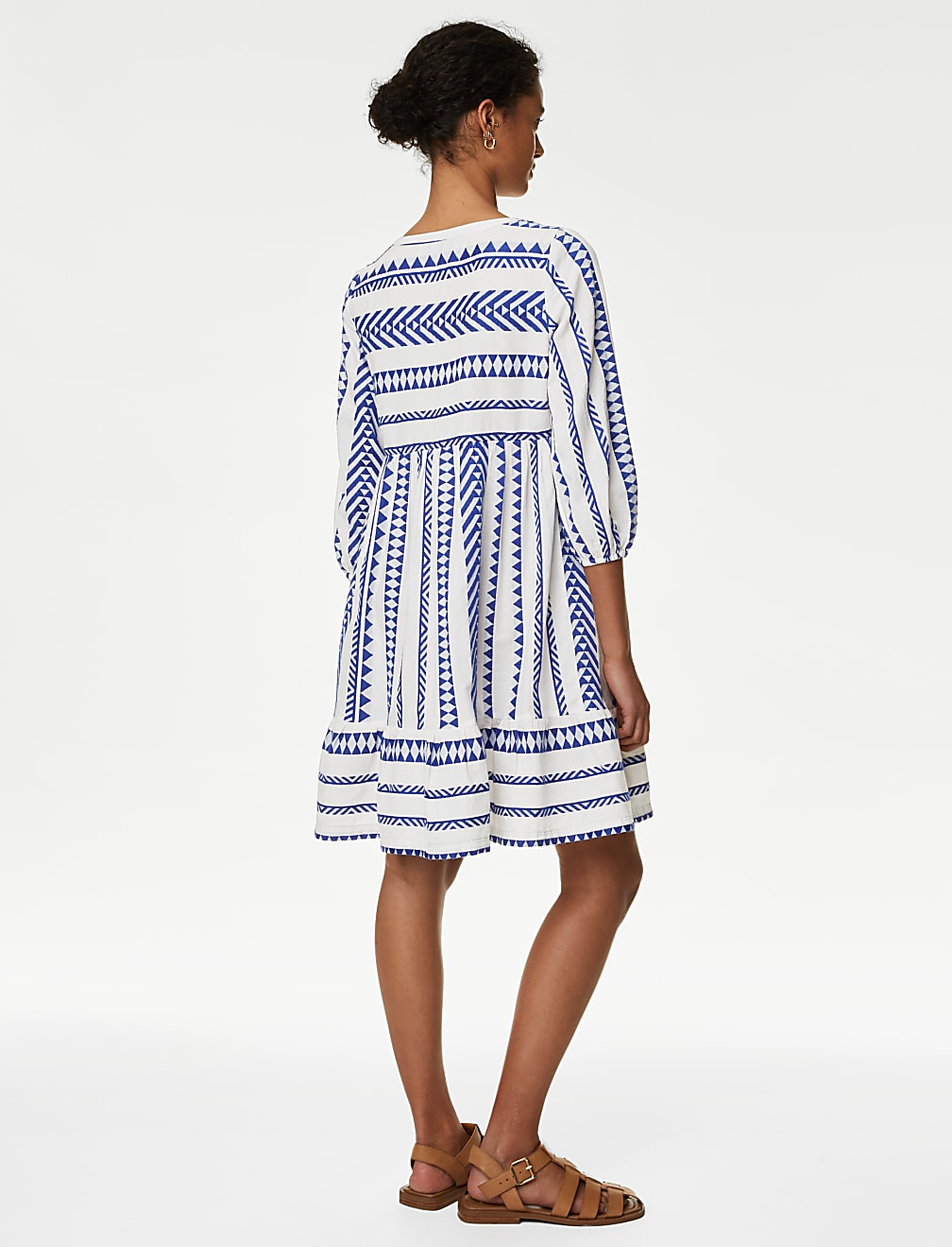 Cotton Rich Jacquard Mini Smock Beach Dress
