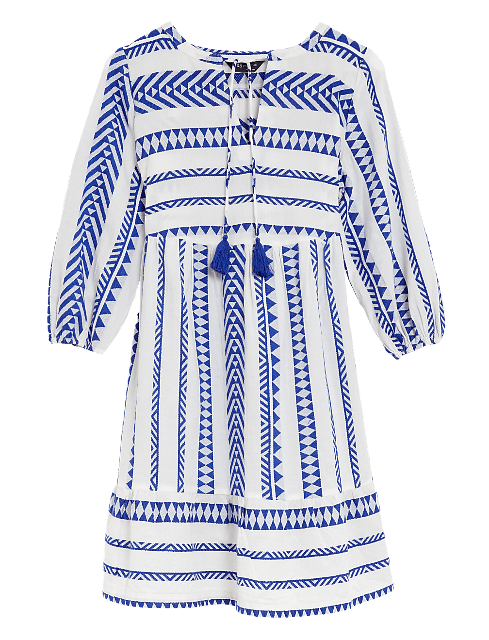 Cotton Rich Jacquard Mini Smock Beach Dress