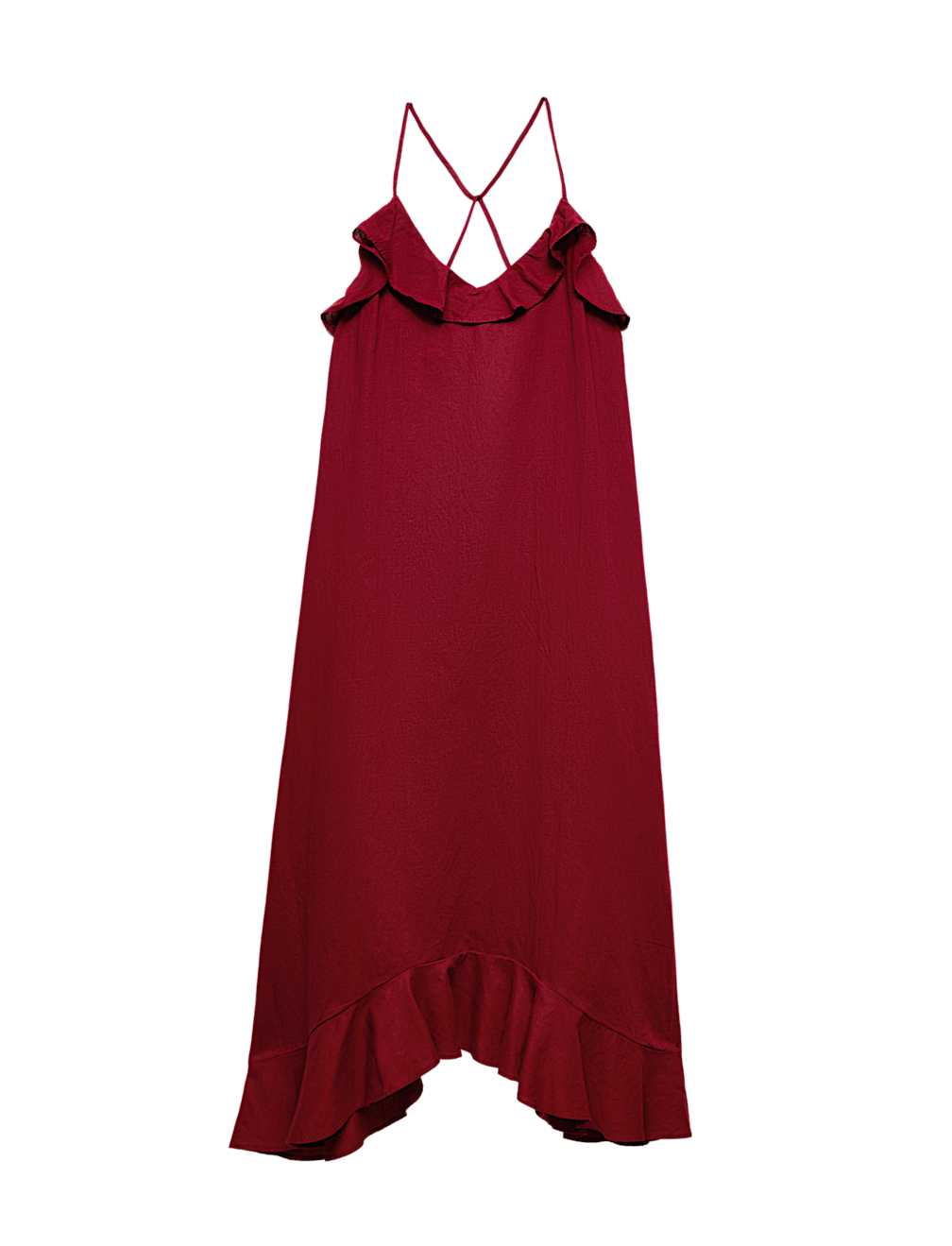 Linen Cotton Blend Ruffle Maxi Dress
