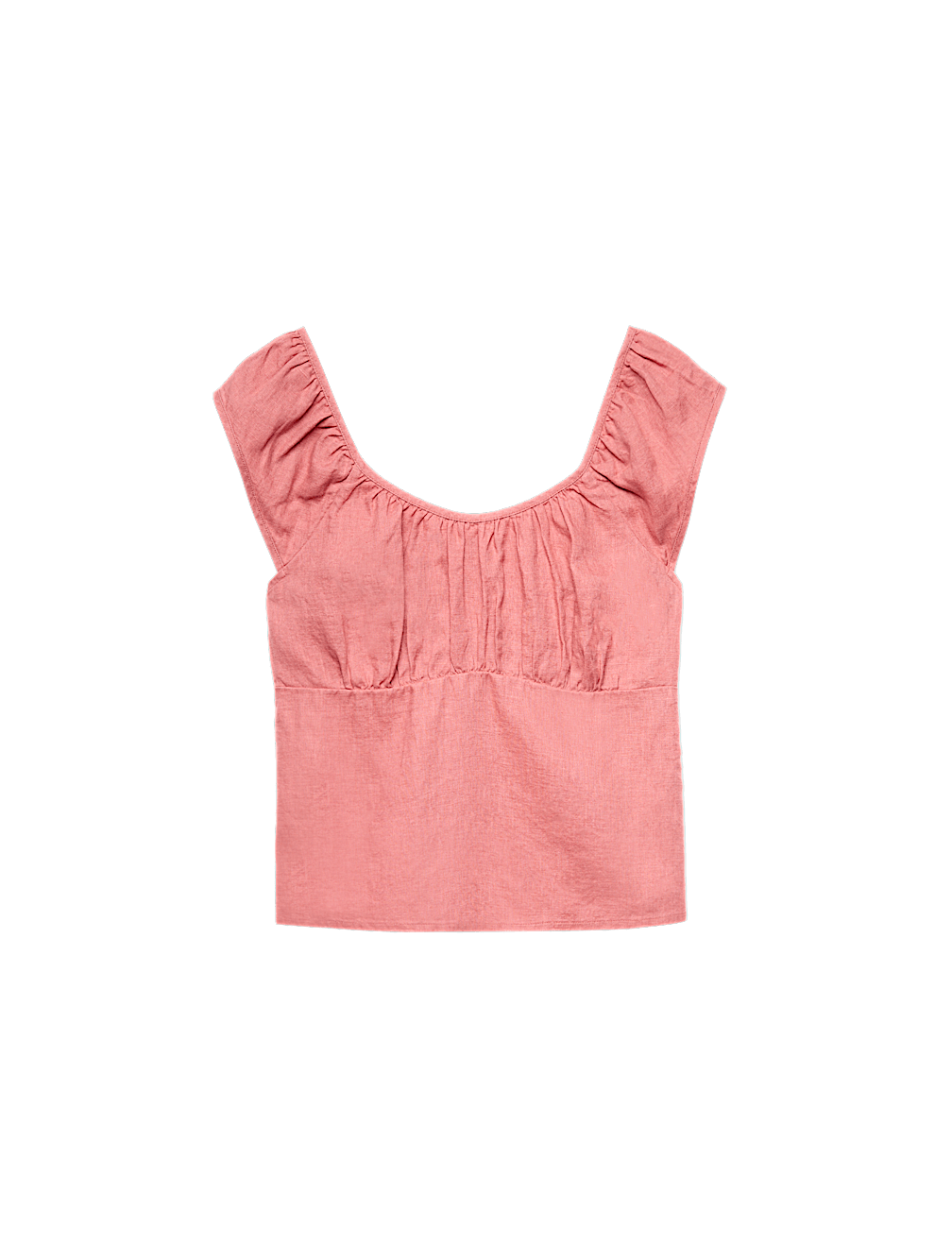 Pure Linen Square Neck Ruched Top
