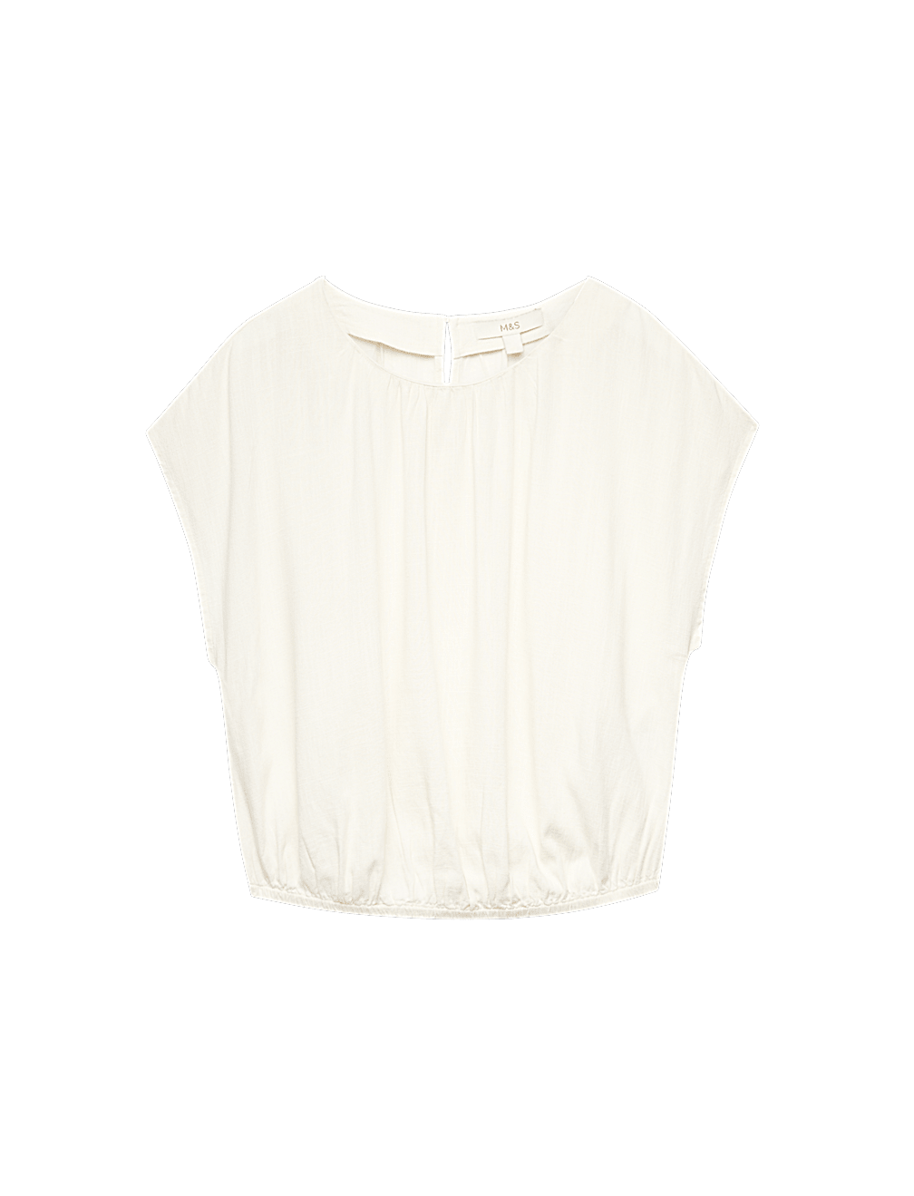 Gathered Hem Top With Linen