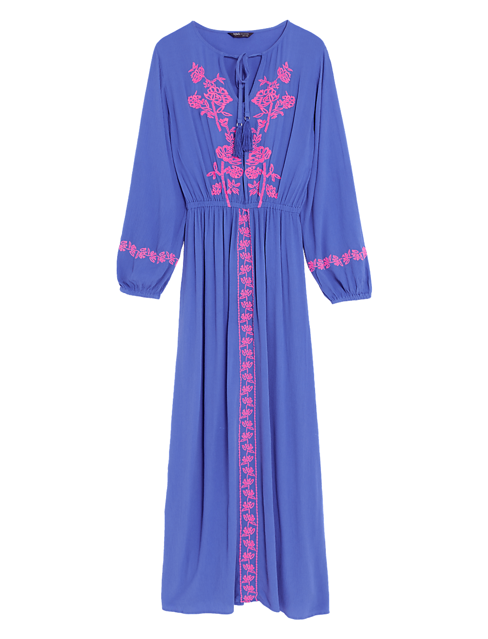 Embroidered V-Neck Maxi Beach Dress