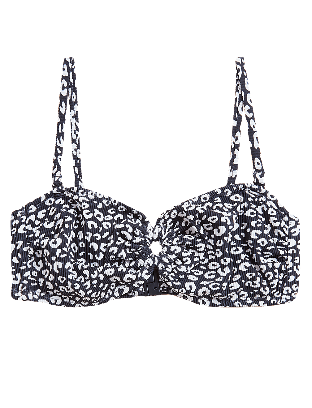 Printed Ring Detail Bandeau Bikini Top