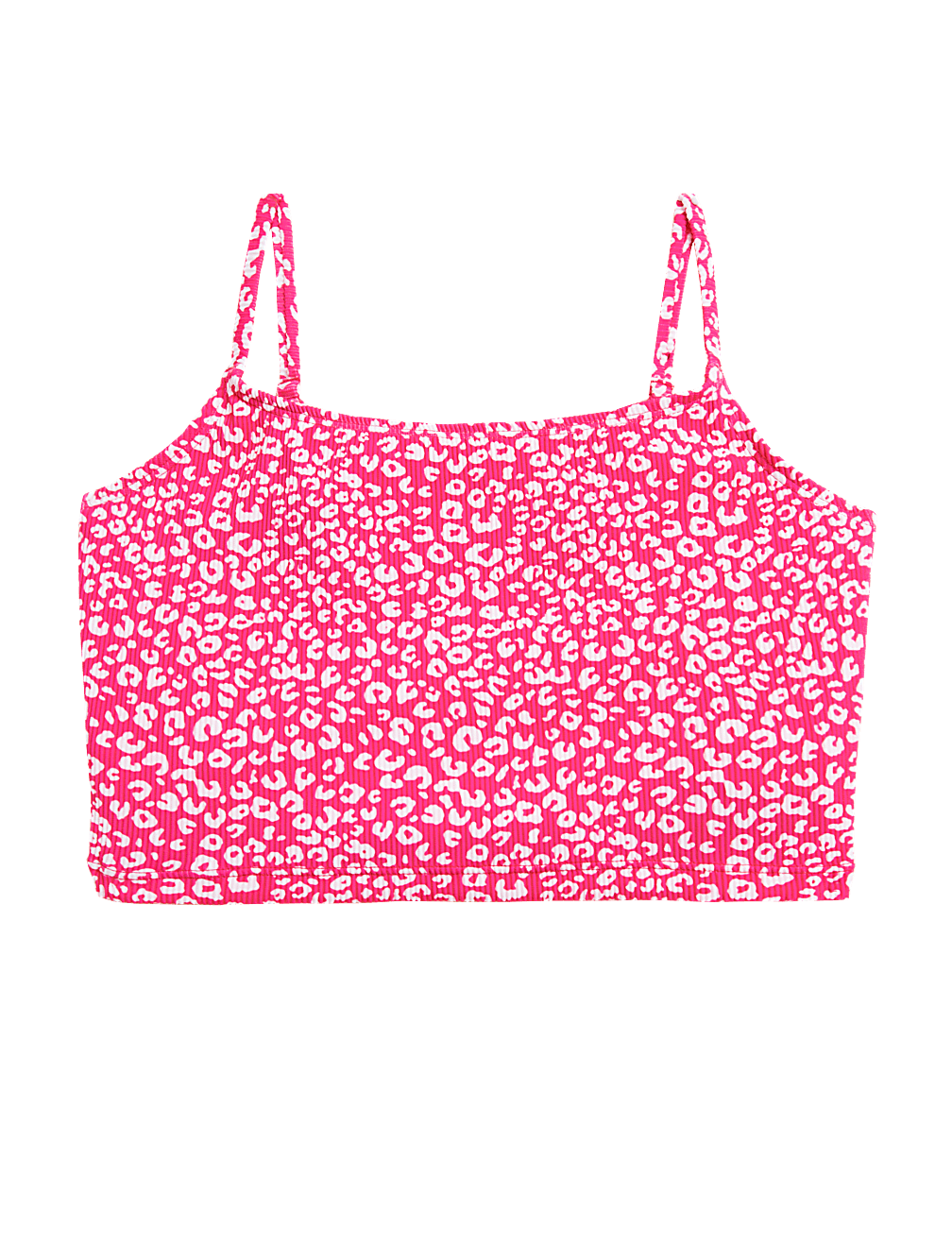 Ribbed Animal Print Square Neck Tankini Top