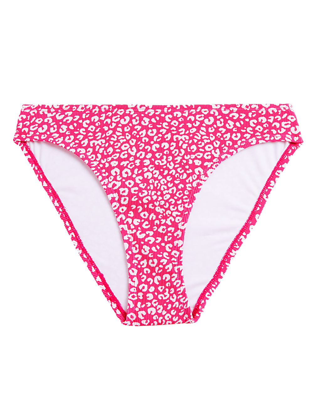 Printed Ribbed High Leg Bikini Bottoms