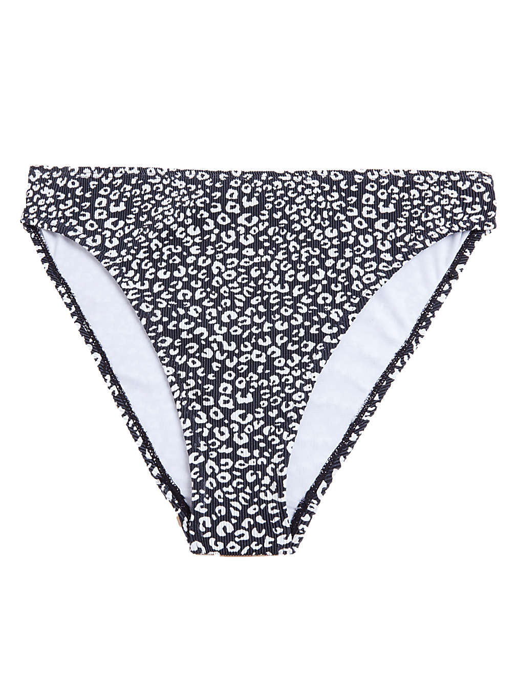 Printed Ribbed High Waisted Bikini Bottoms