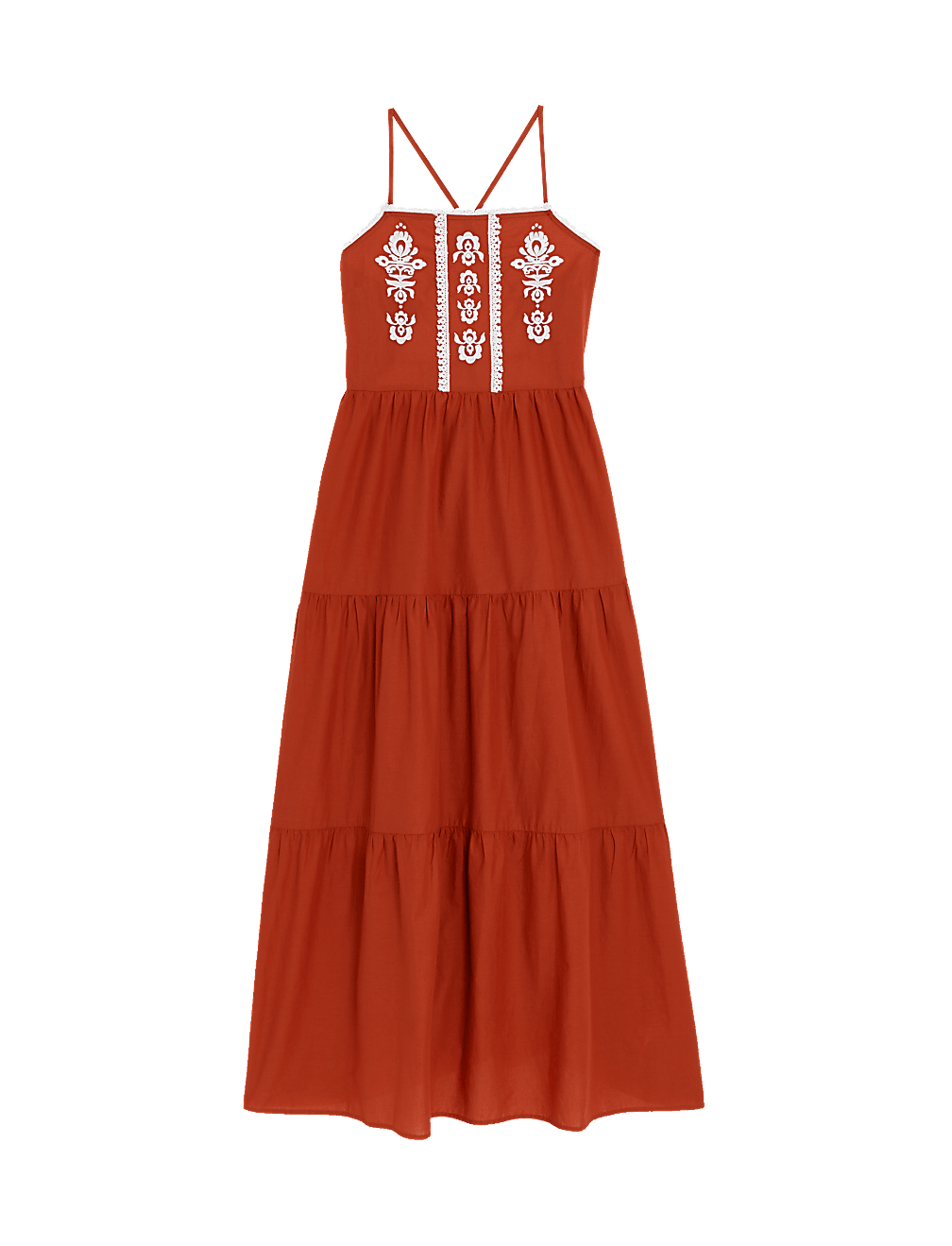 Pure Cotton Embroidered Midaxi Beach Dress