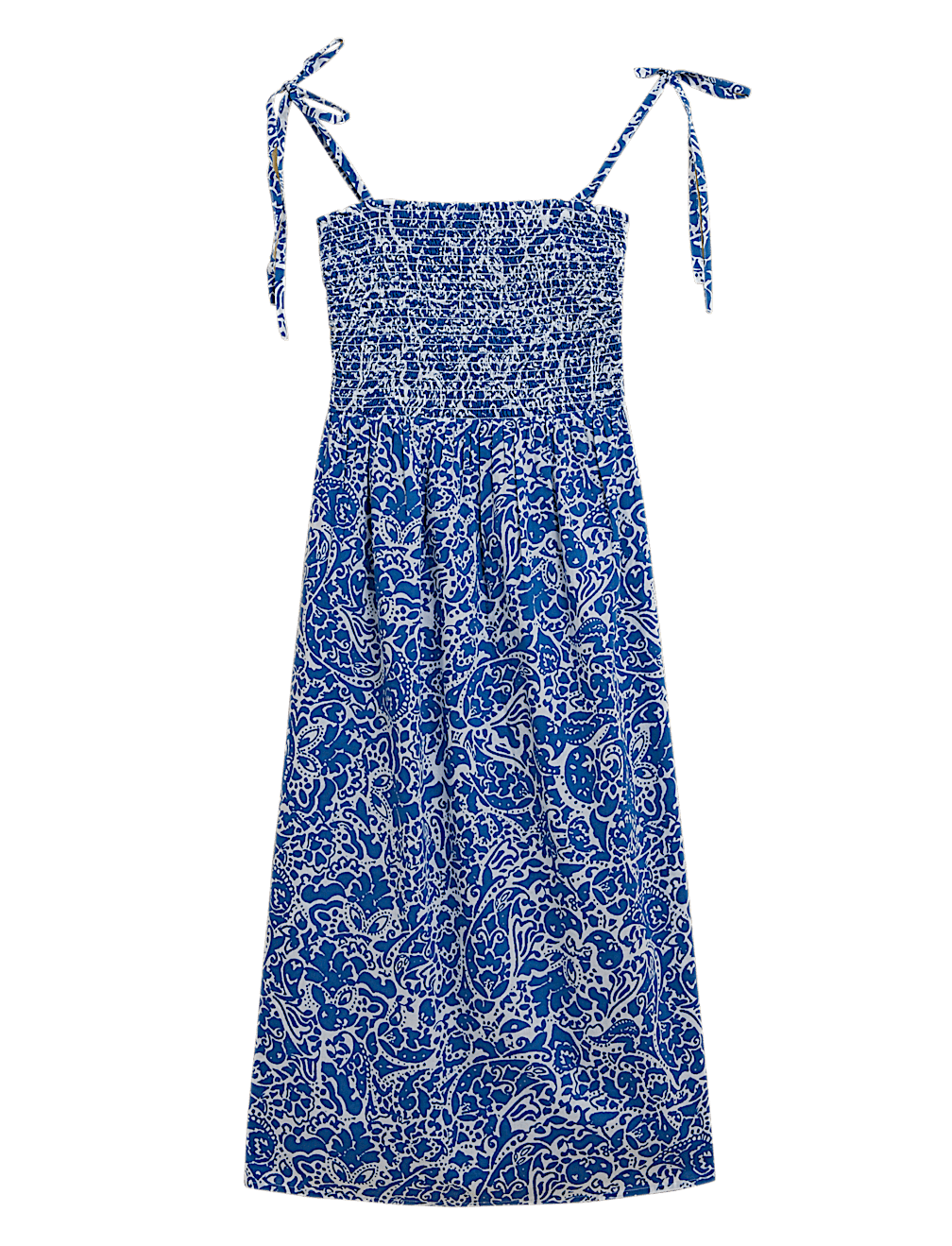 Pure Cotton Ditsy Floral Shirred Midi Dress