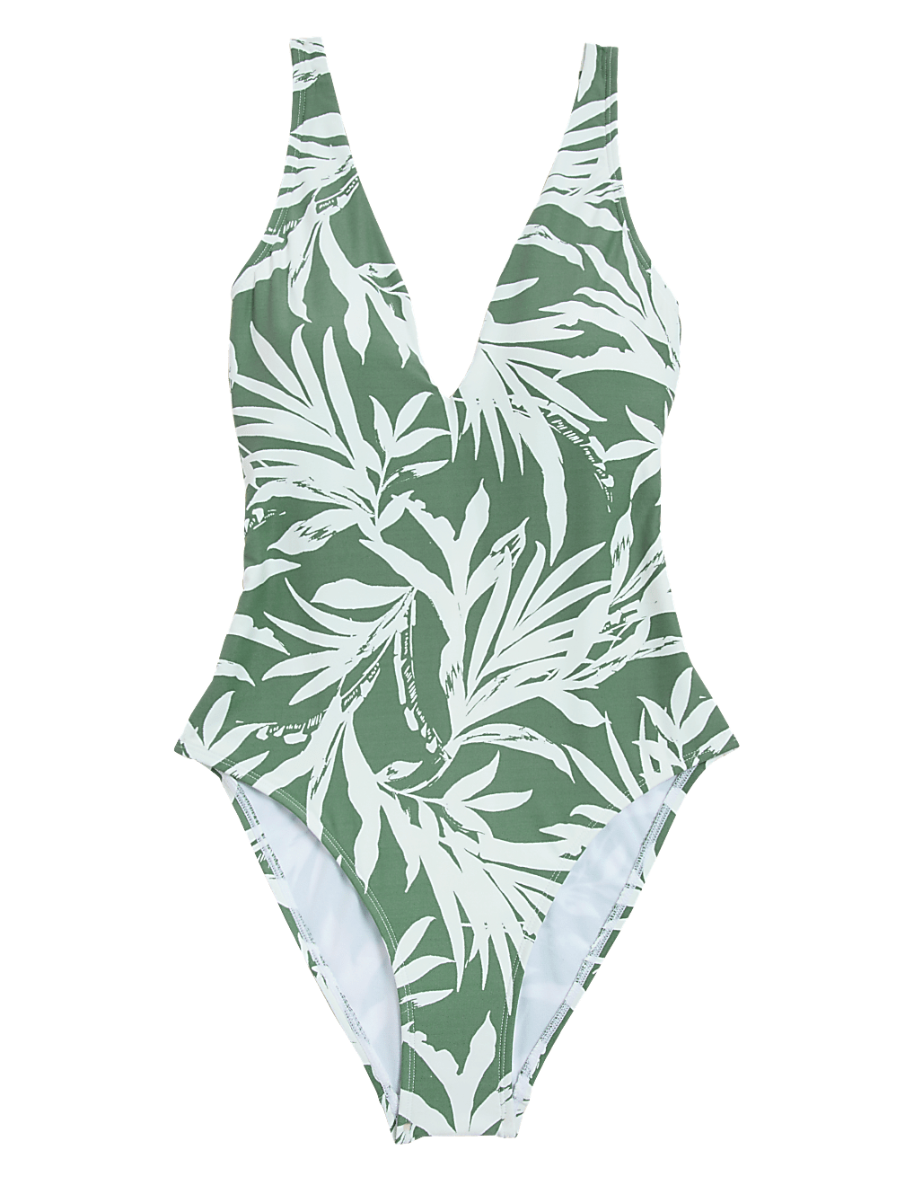 Printed Plunge V-Neck Swimsuit