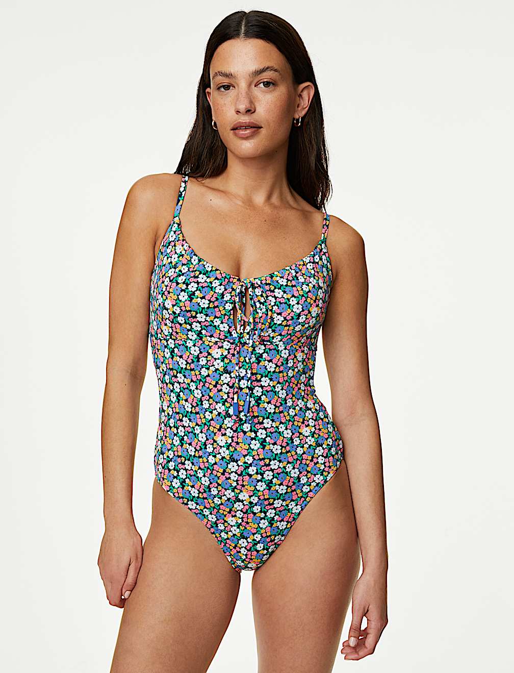 Printed Tie Front Swimsuit