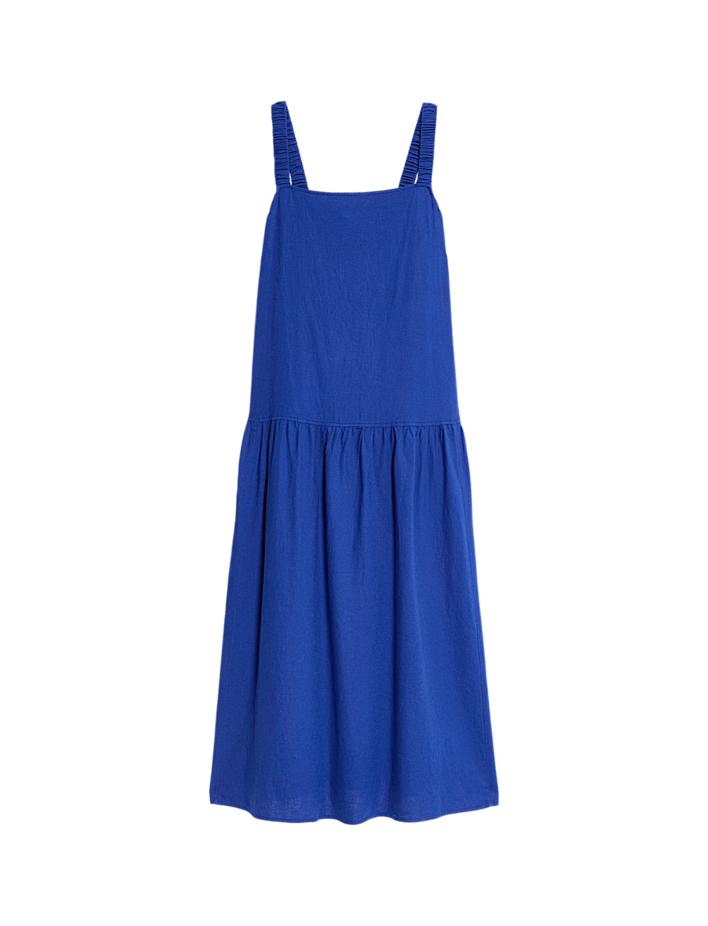 Linen Rich Scoop Neck Midi Drop Waist Dress
