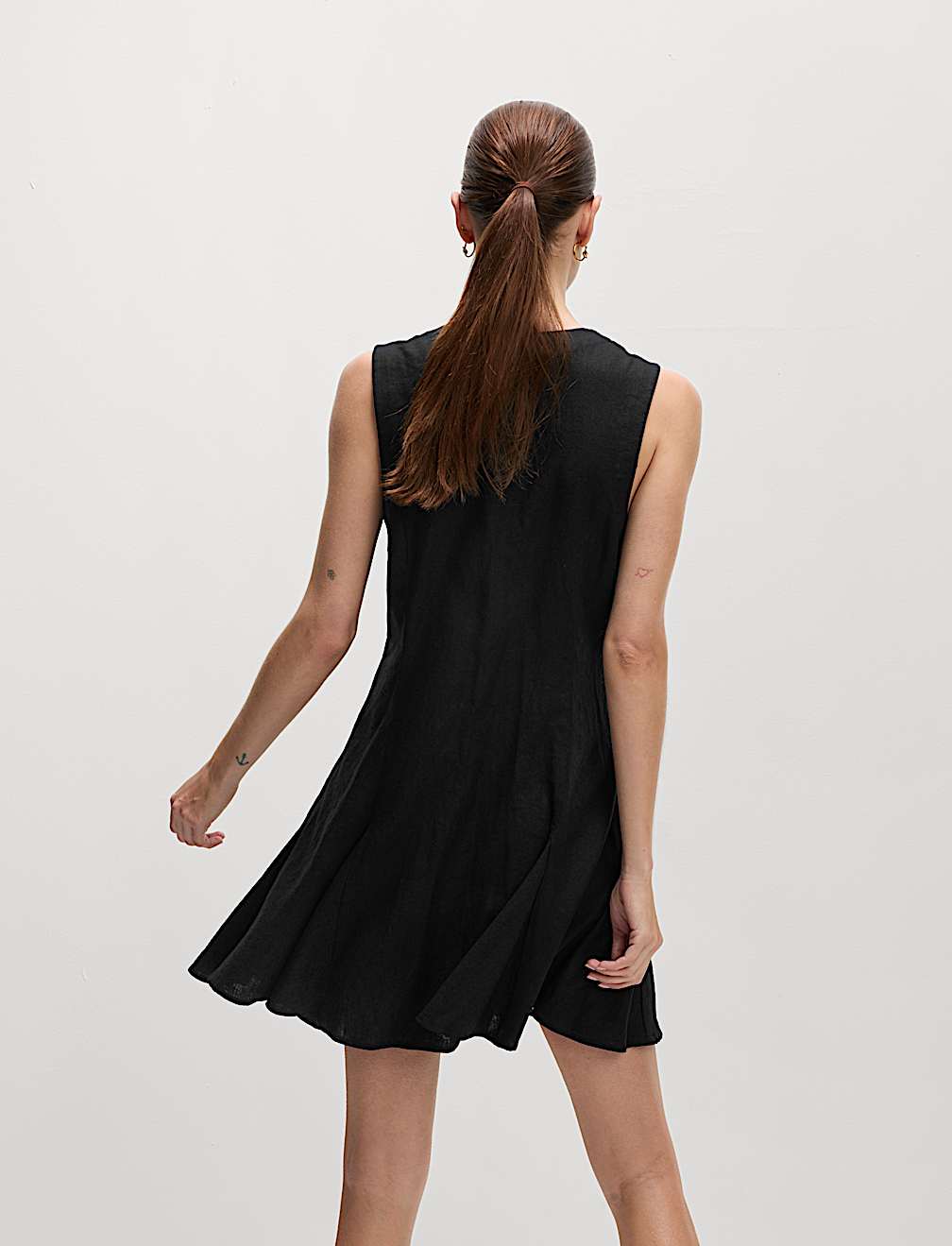 Linen Rich Godet Mini Dress