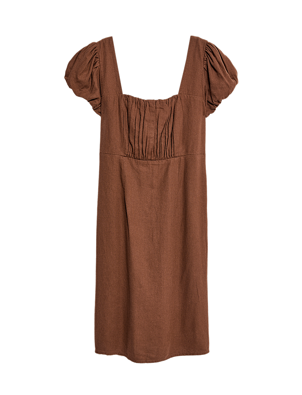 Linen Rich Puff Sleeve Mini Shift Dress