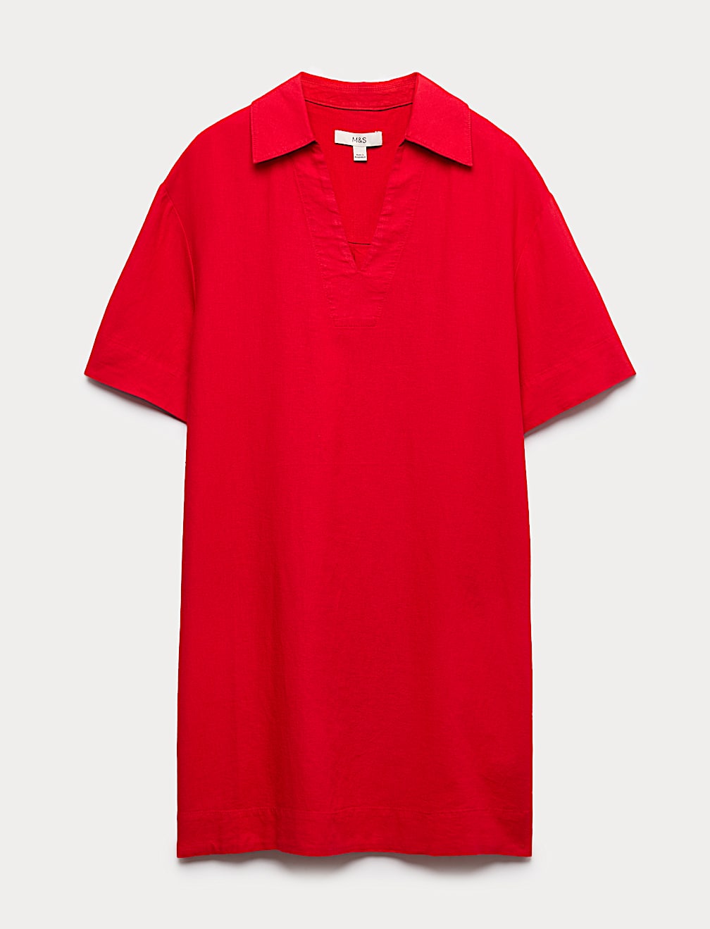 Linen Rich Collared Mini Shift Dress