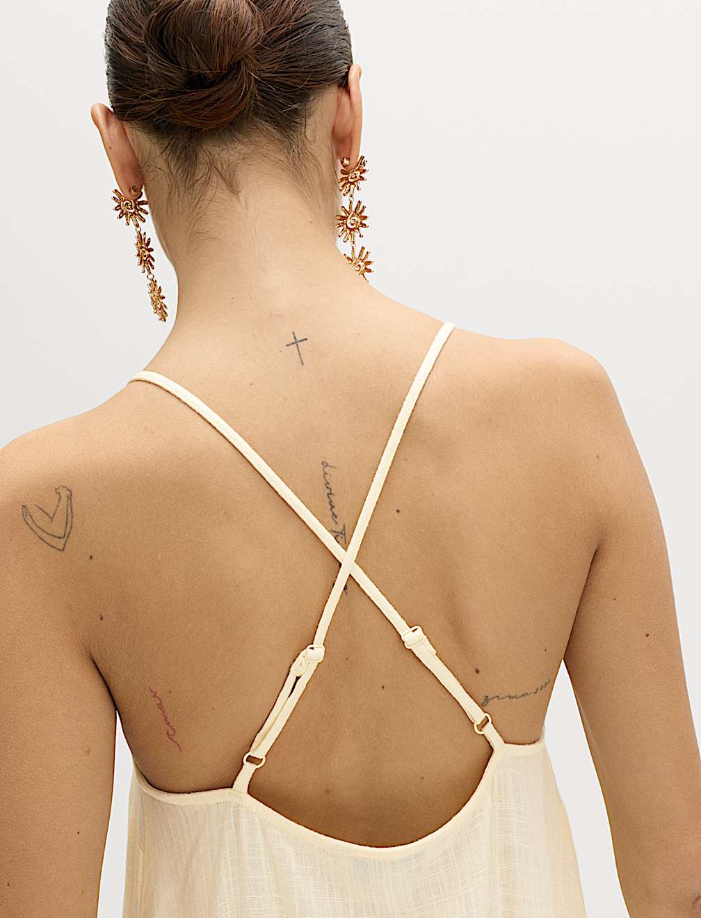 Square Neck Strappy Maxi Shift Dress with Linen