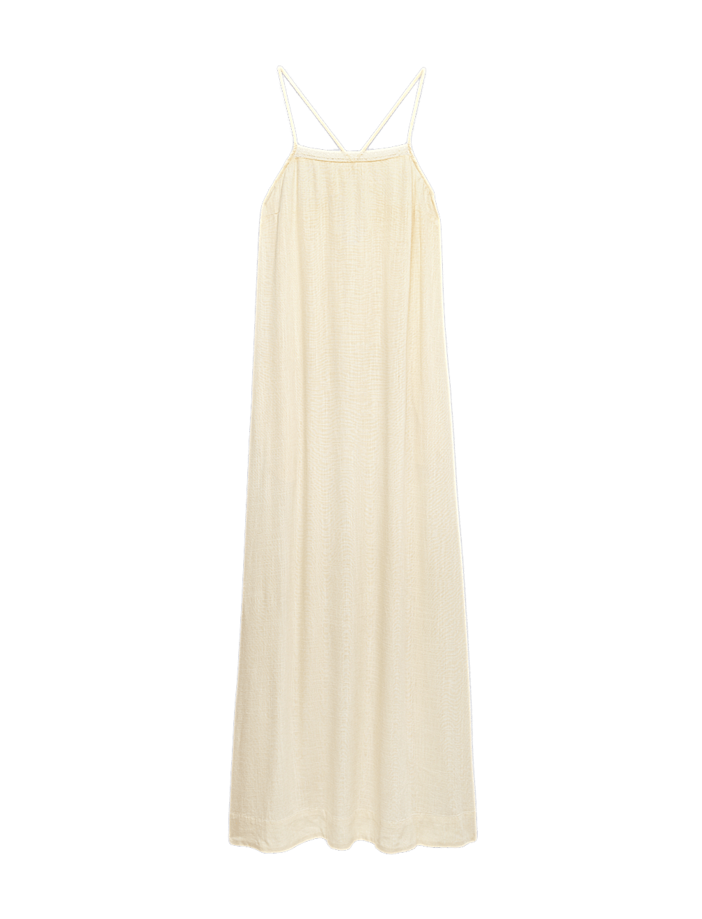 Square Neck Strappy Maxi Shift Dress with Linen