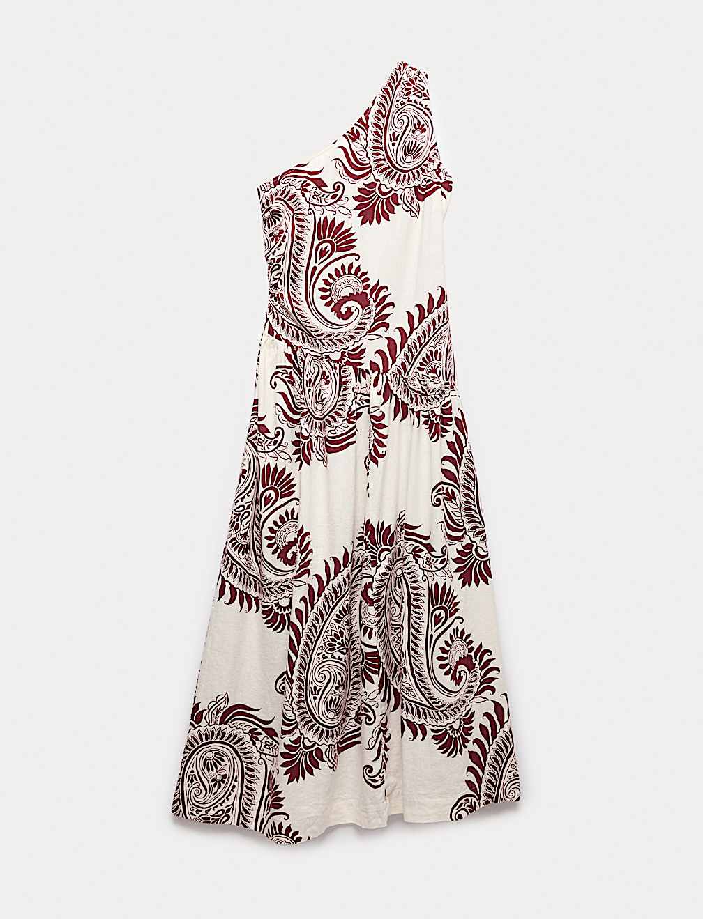 Linen Rich One Shoulder Maxi Shift Dress