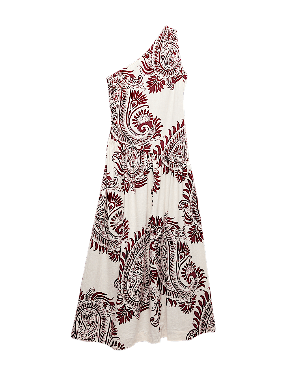 Linen Rich One Shoulder Maxi Shift Dress