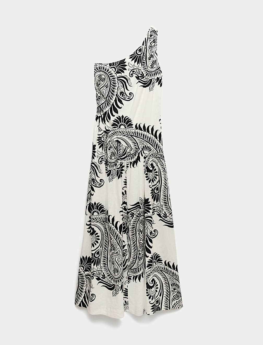 Linen Rich One Shoulder Maxi Shift Dress