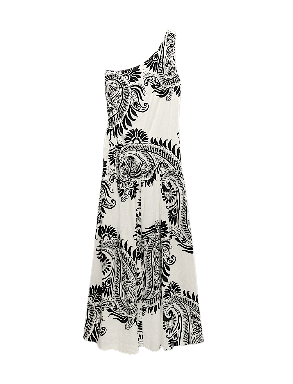 Linen Rich One Shoulder Maxi Shift Dress