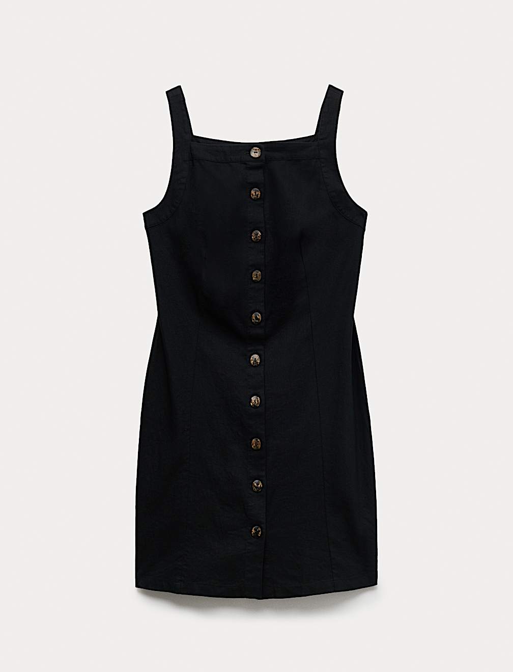 Linen Rich Button Through Mini Shift Dress