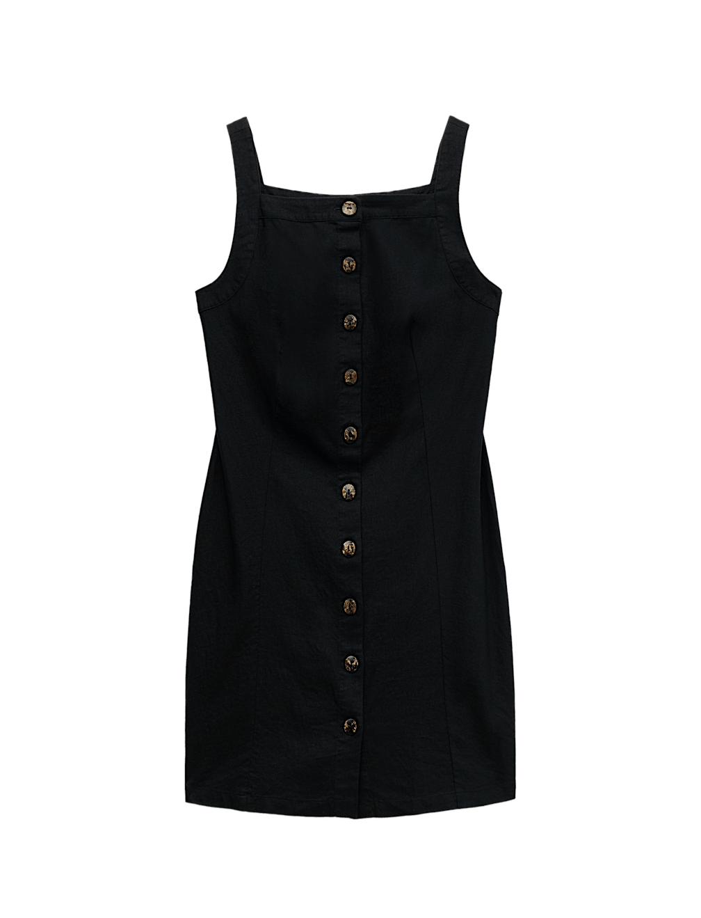 Linen Rich Button Through Mini Shift Dress