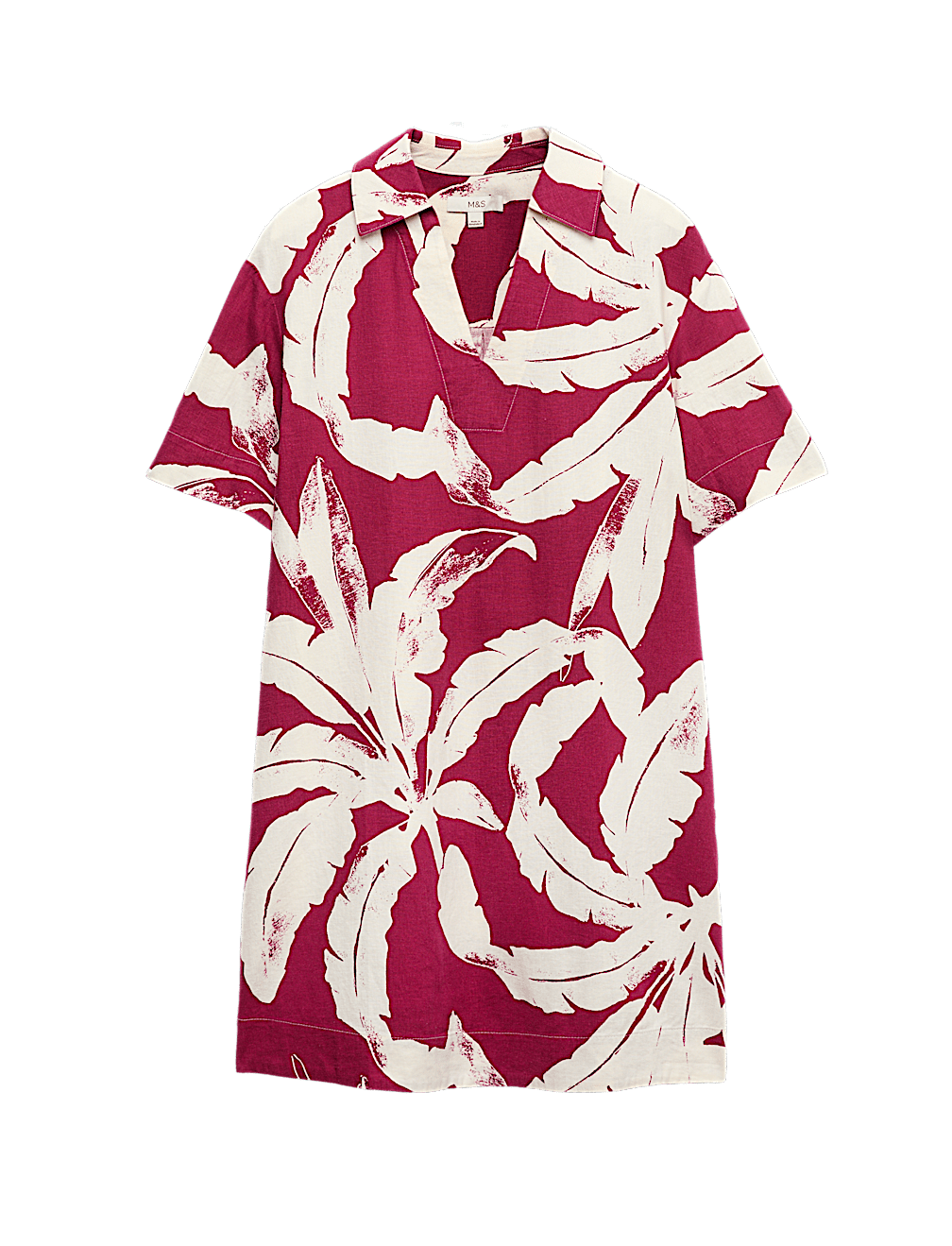 Linen Rich Printed V-Neck Popover Dress