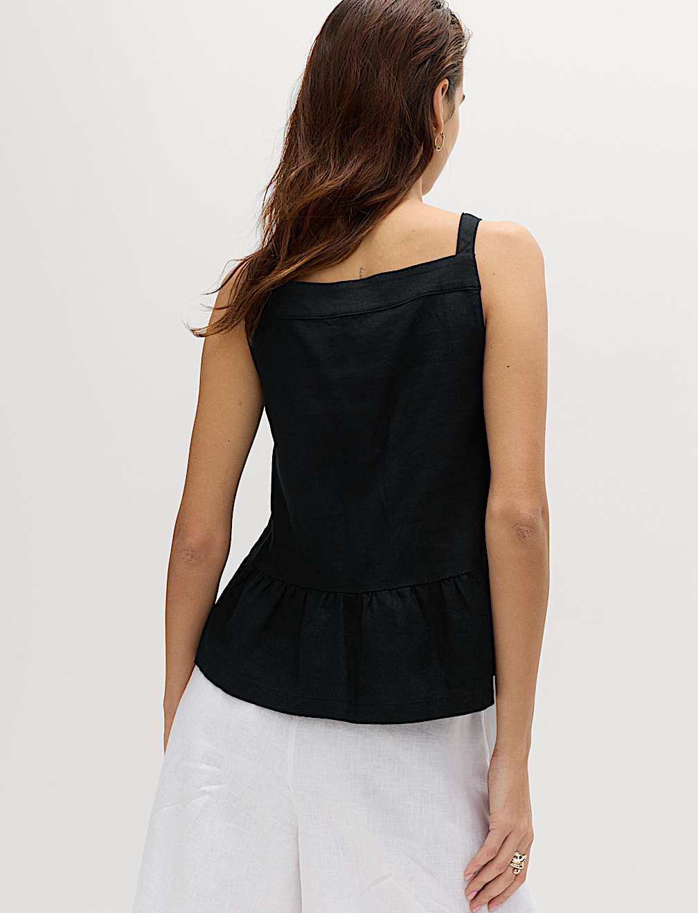 Linen Rich Square Neck Lace Insert Top