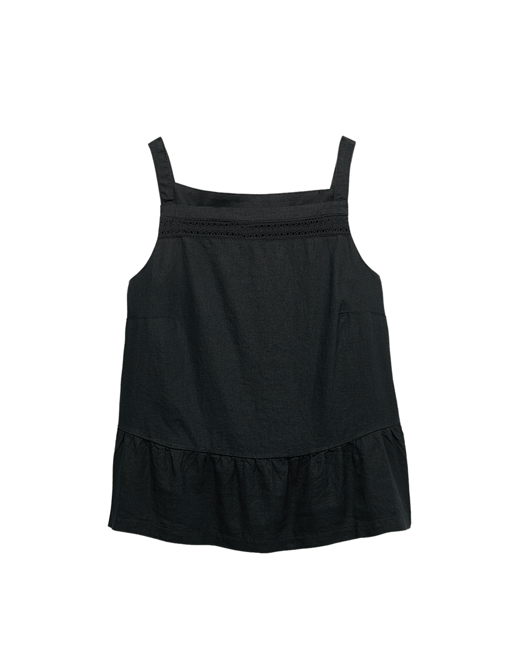 Linen Rich Square Neck Lace Insert Top