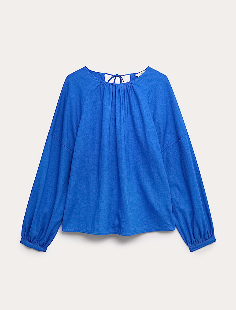 Linen Rich Round Neck Blouse