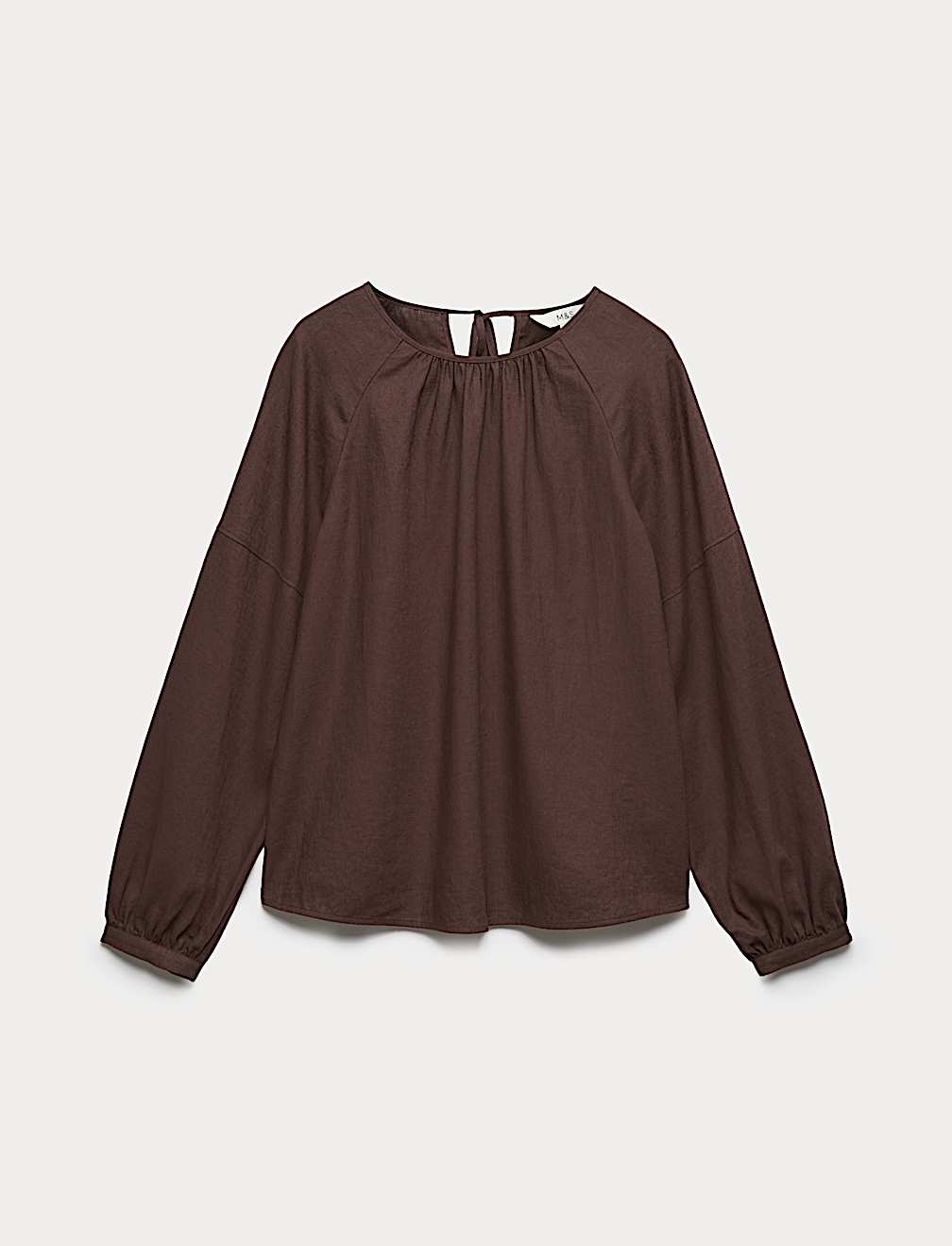 Linen Rich Round Neck Blouse