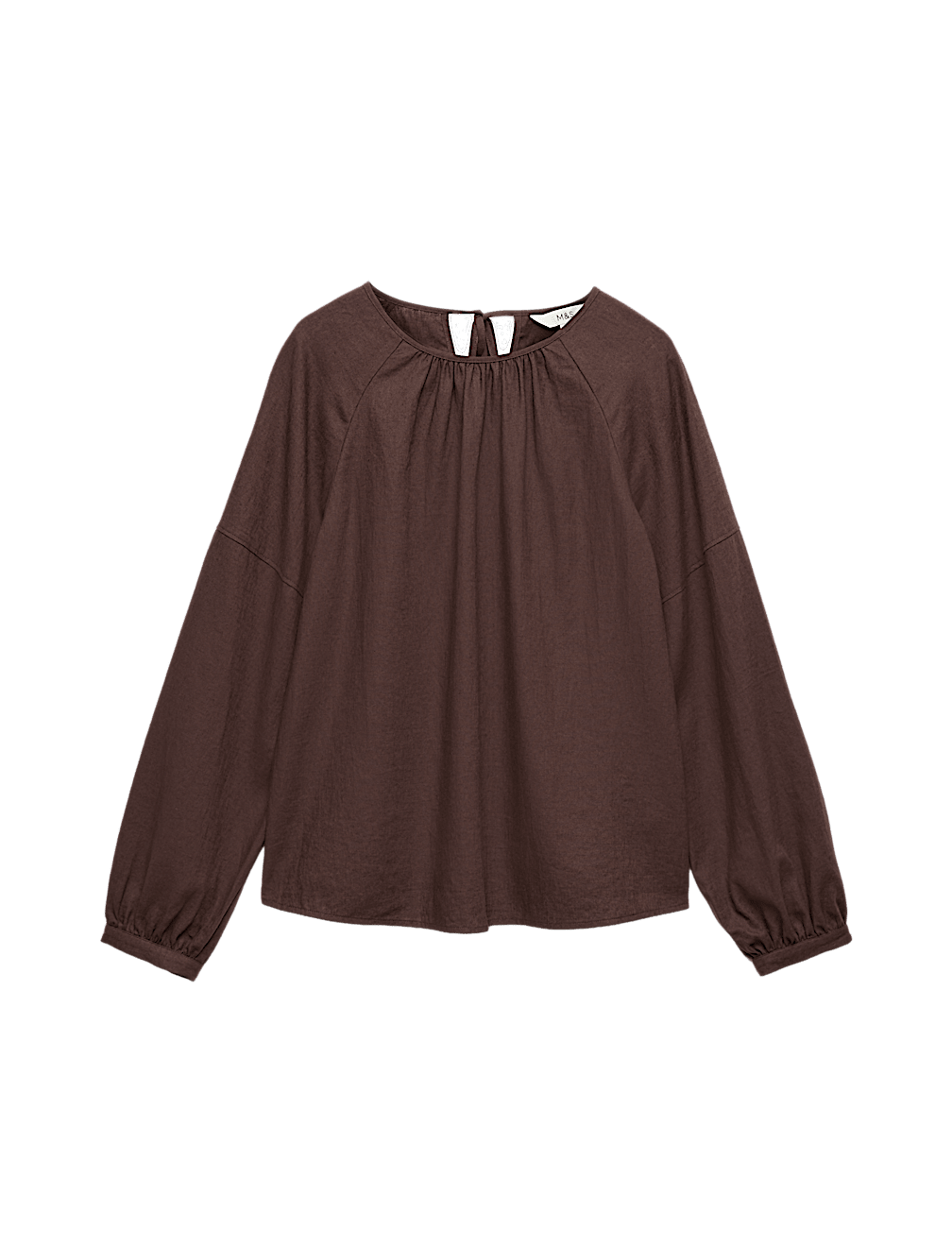 Linen Rich Round Neck Blouse