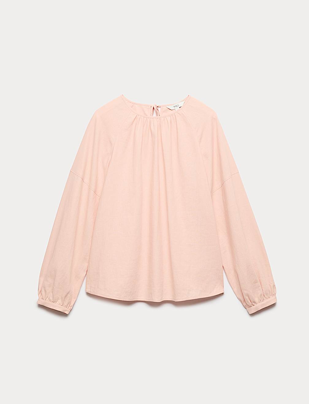 Linen Rich Round Neck Blouse