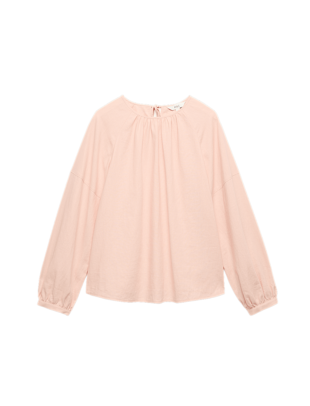 Linen Rich Round Neck Blouse