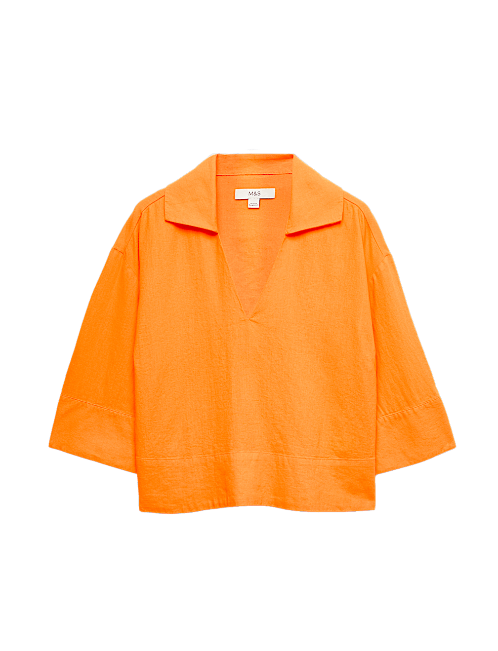 Linen Rich Collared Crop Top