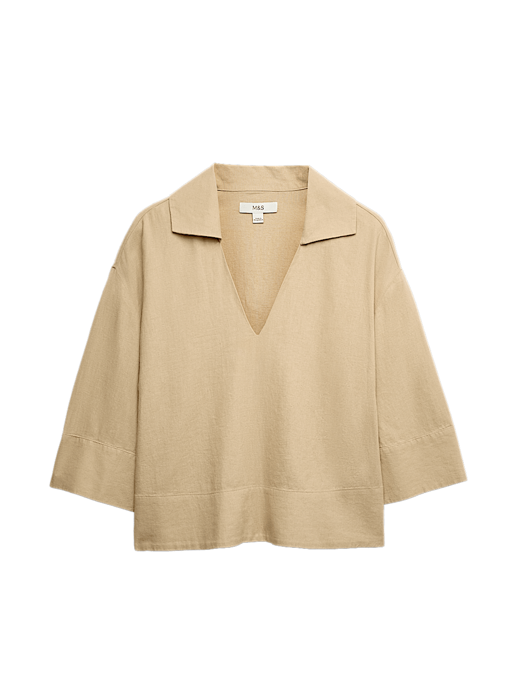 Linen Rich Collared Crop Top