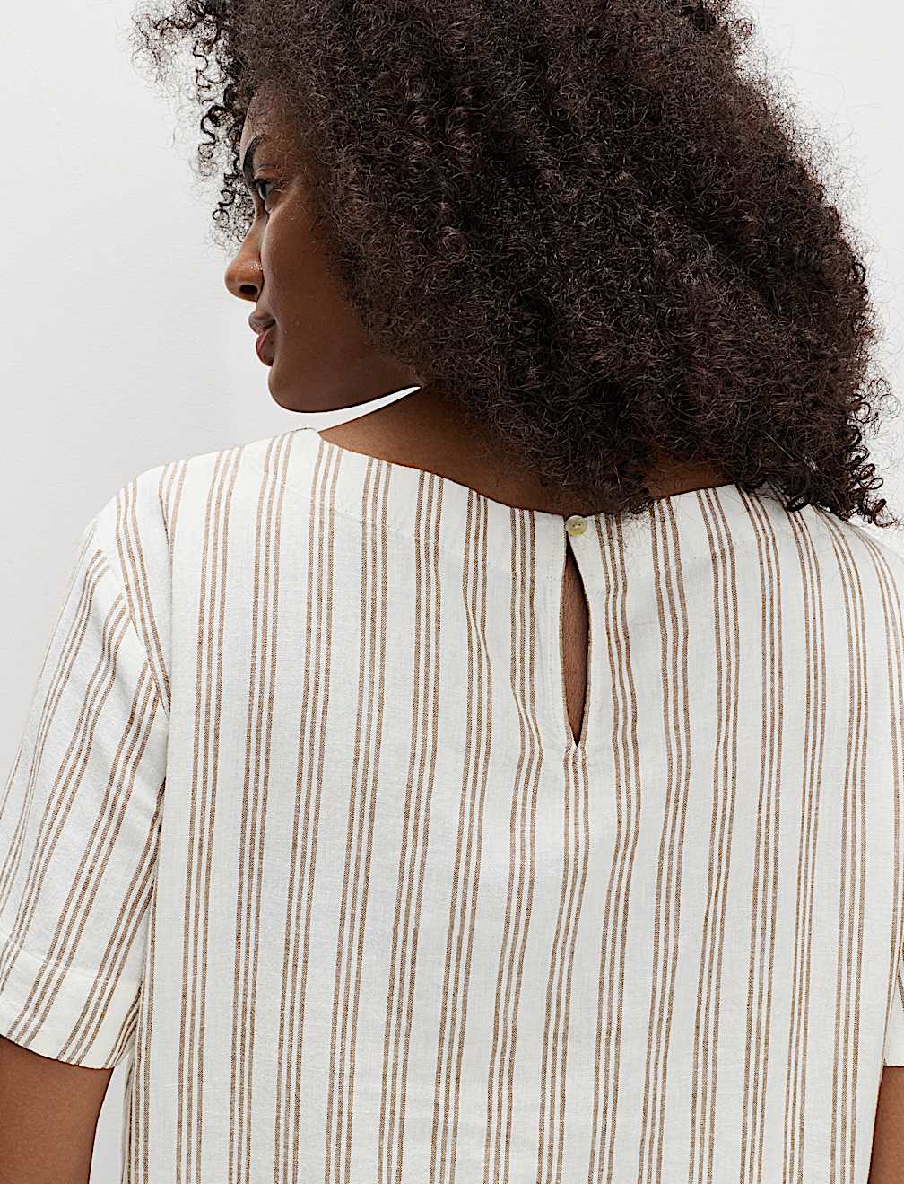 Linen Rich Striped Relaxed T-Shirt