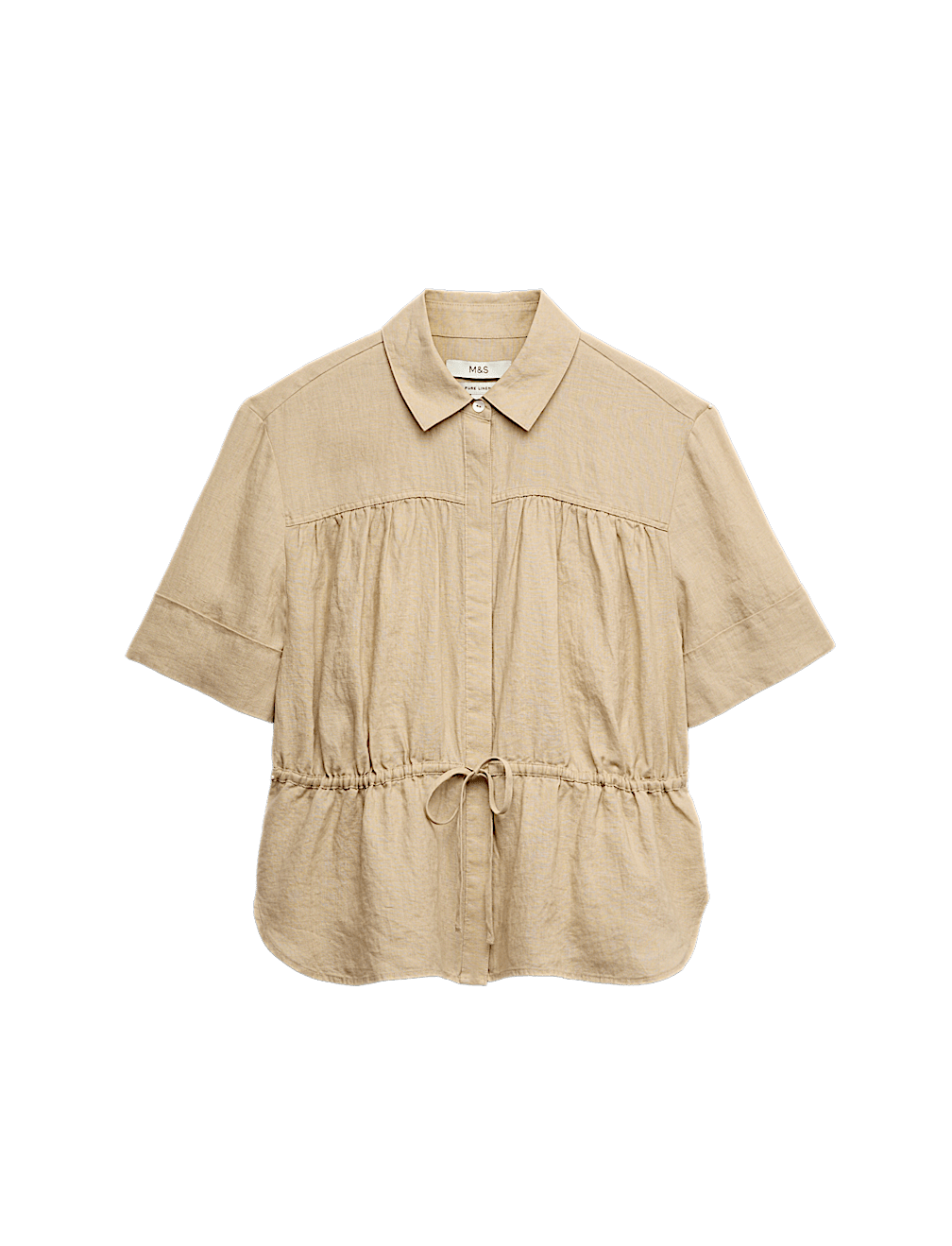 Pure Linen Relaxed Drawstring Shirt