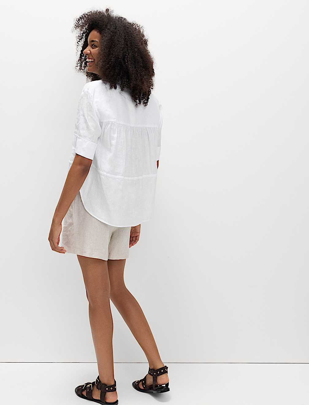Pure Linen Relaxed Drawstring Shirt