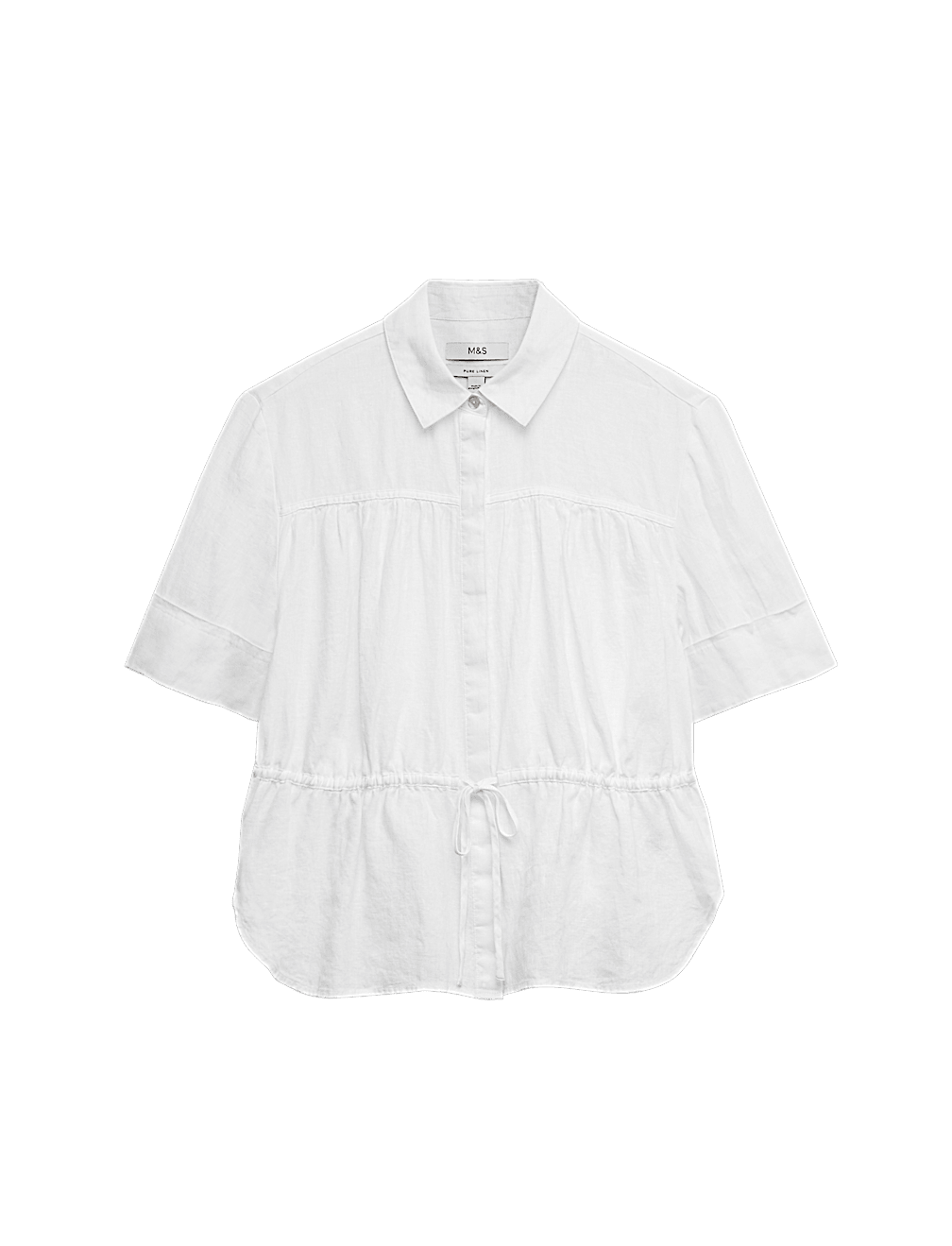 Pure Linen Relaxed Drawstring Shirt