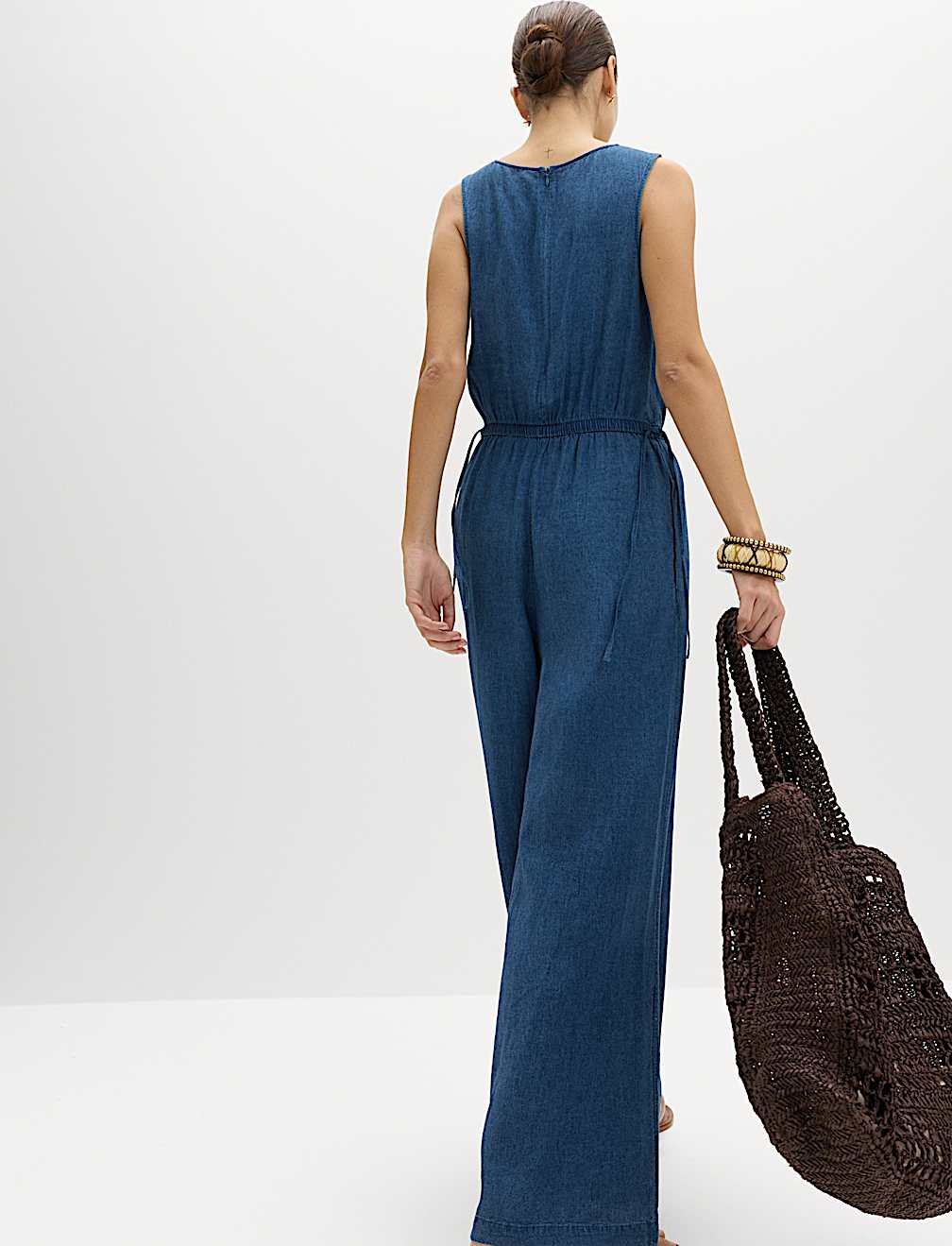 Linen Rich Tie Detail Jumpsuit