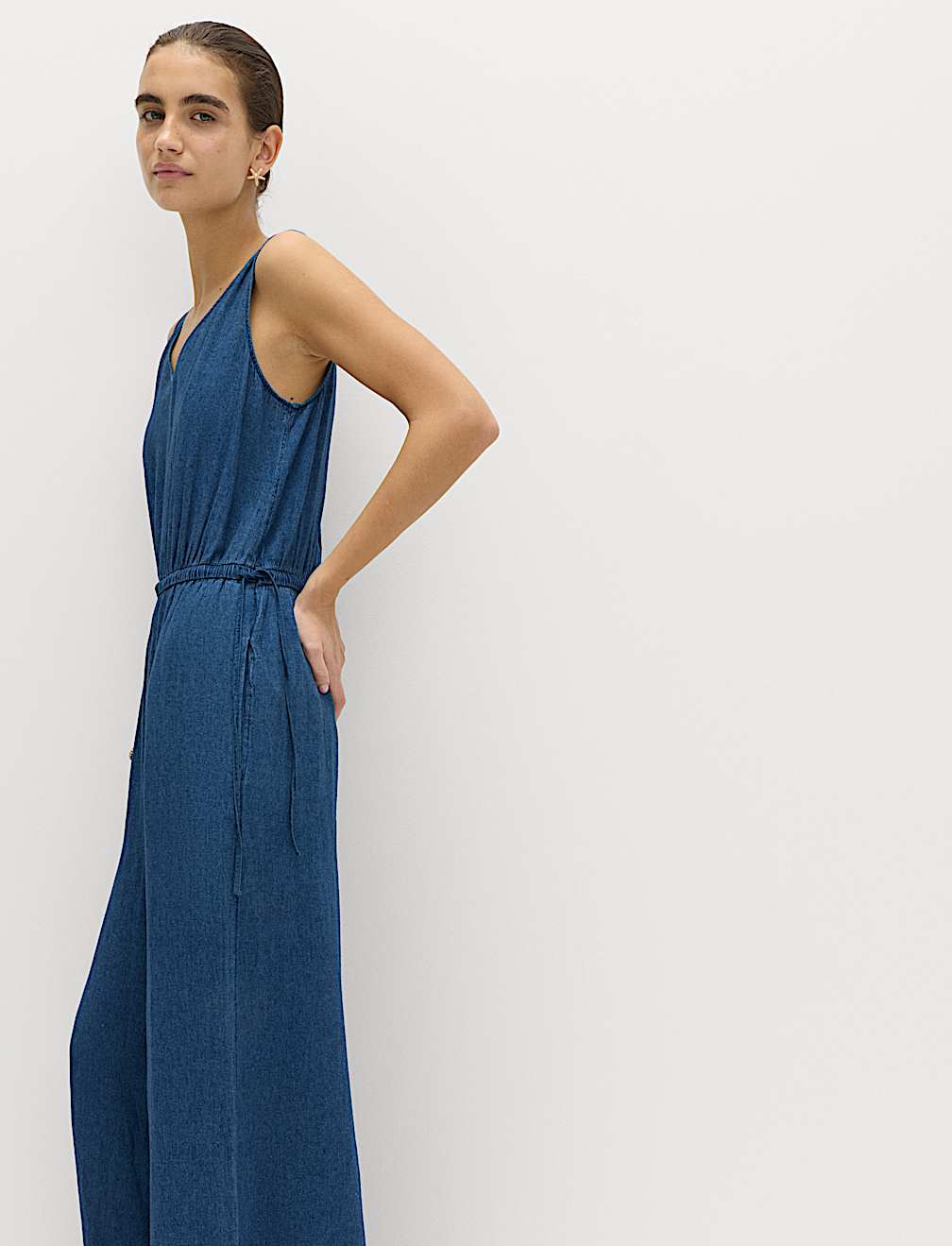 Linen Rich Tie Detail Jumpsuit