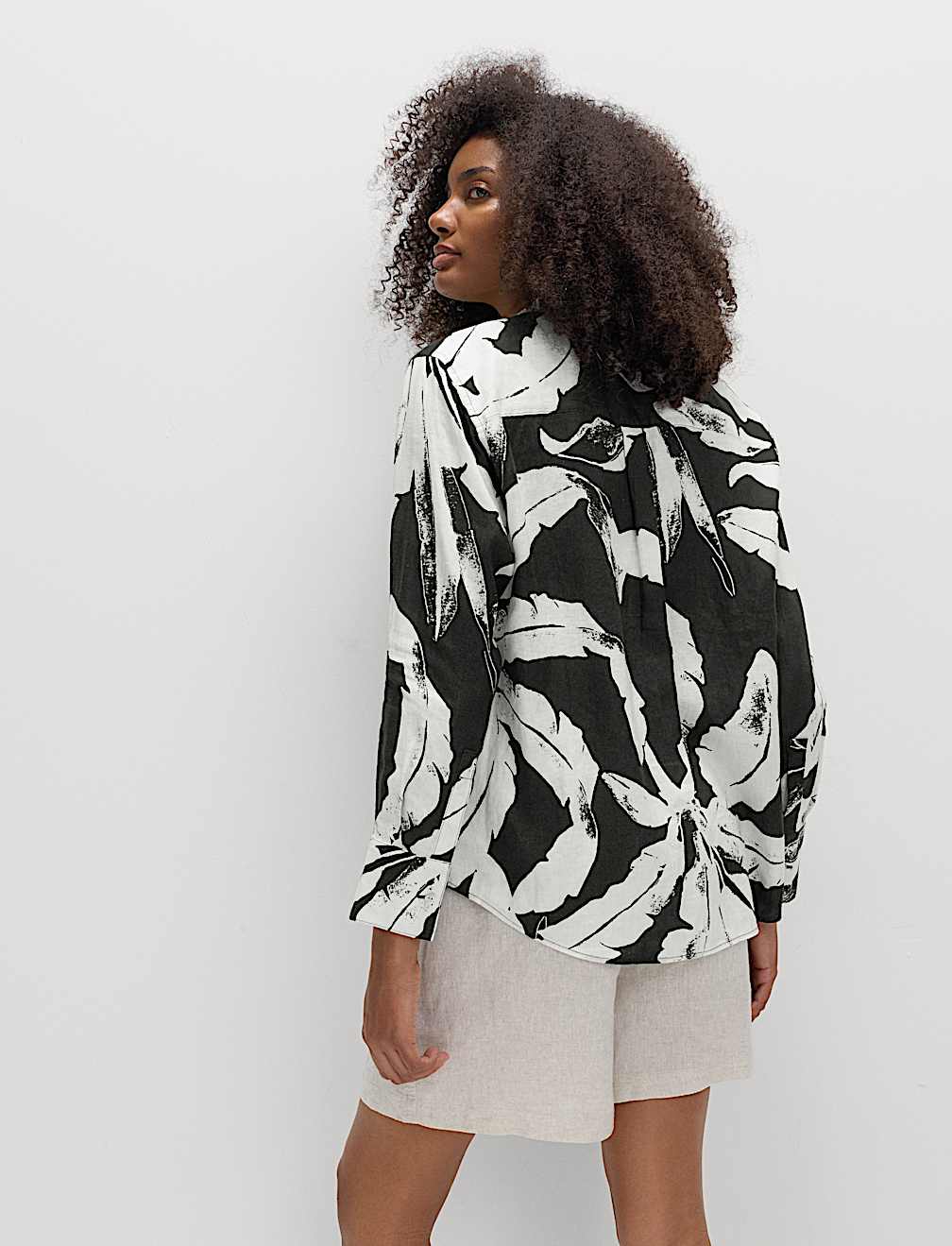 Pure Linen Printed Collared Shirt