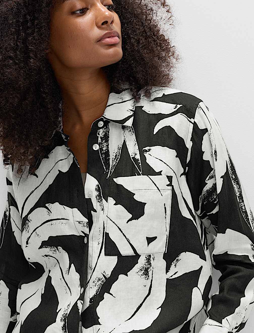 Pure Linen Printed Collared Shirt
