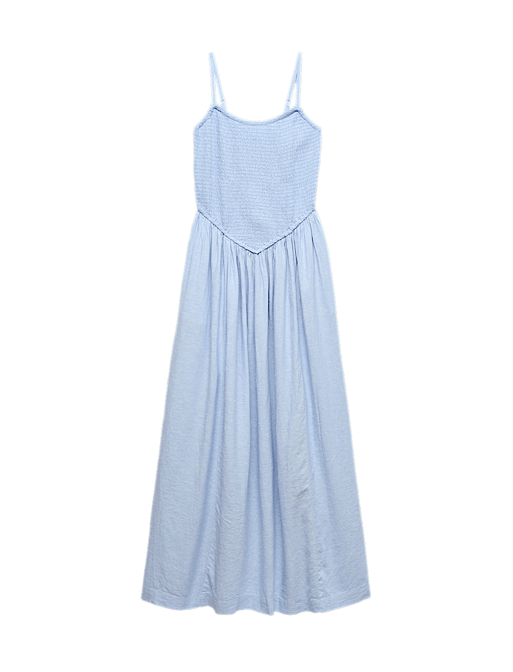 Linen Rich Shirred Midi Dress