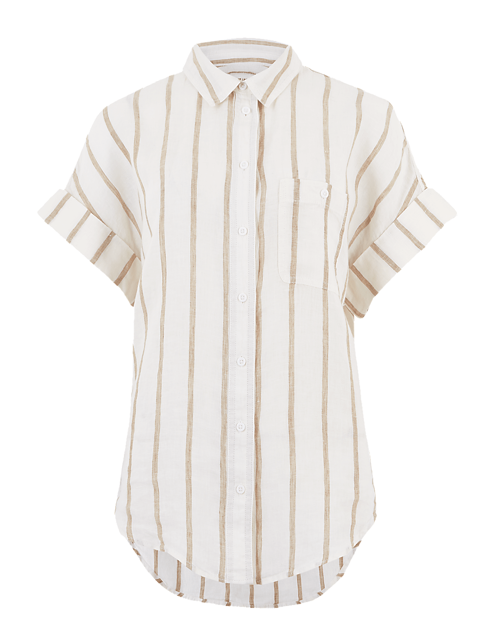 Pure Linen Striped Short Sleeve Shirt