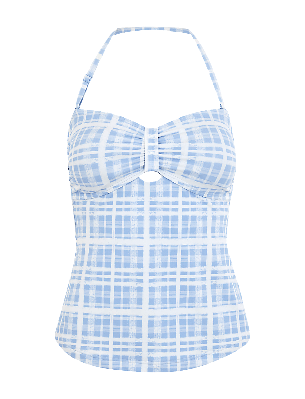 Checked Bandeau Tankini Top