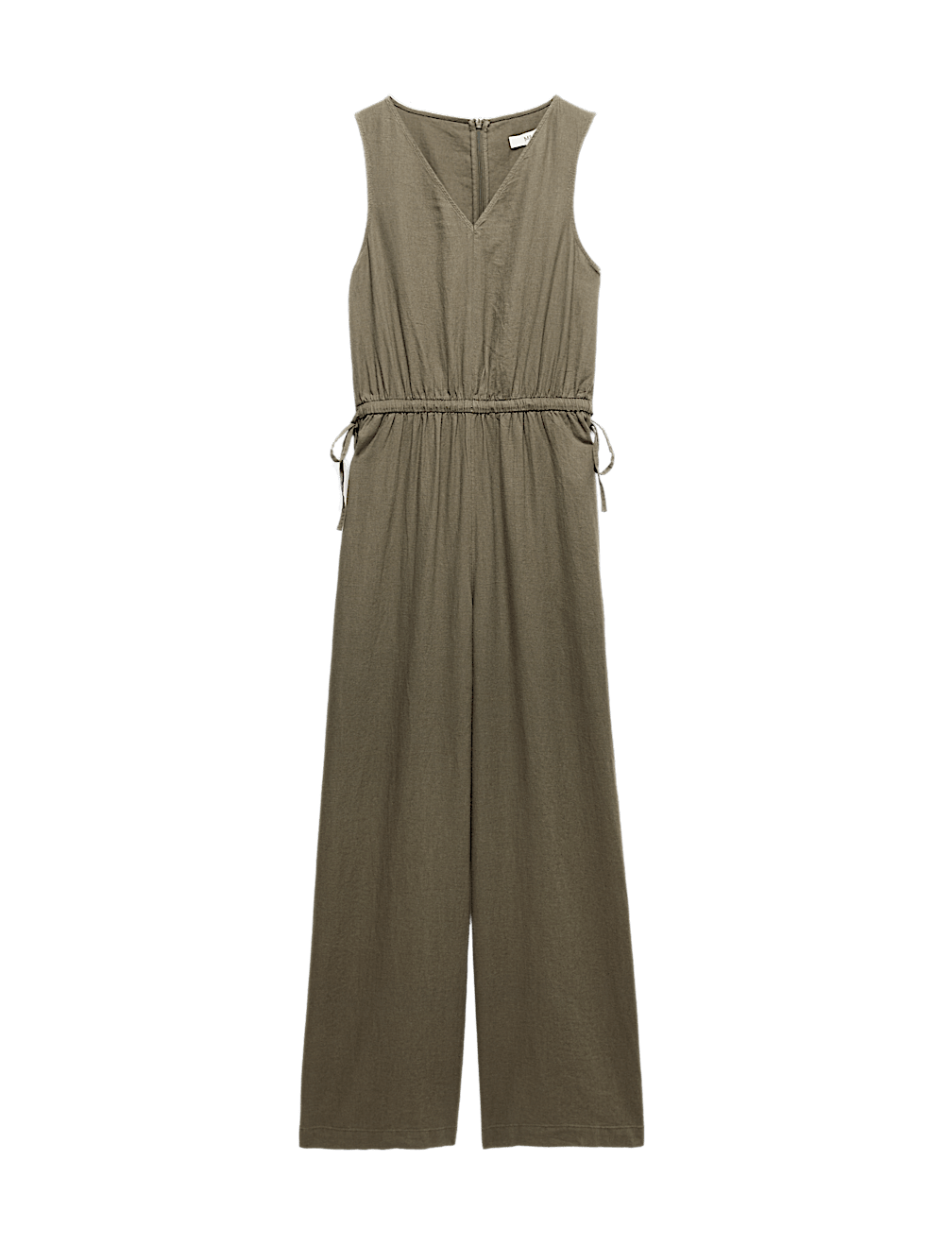 Linen Rich Tie Detail Sleeveless Jumpsuit